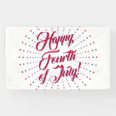 Happy Fourth of Juli manuscript rode witte & blauw Spandoek (Horizontaal)