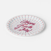 Happy Fourth of Juli manuscript rode witte blauwe Papieren Bordje (Gekanteld)