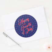 Happy Fourth of Juli manuscript rode witte blauwe  Ronde Sticker (Envelop)