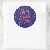 Happy Fourth of Juli manuscript rode witte blauwe  Ronde Sticker (Tas)