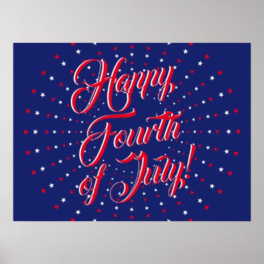Happy Fourth of Juli manuscript rode witte marines Poster (Voorkant)
