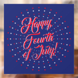 Happy Fourth of Juli manuscript rode witte marines Raamsticker