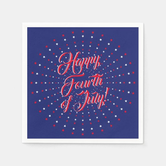 Happy Fourth of Juli manuscript rode witte marines Servet (Voorkant)