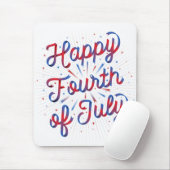 Happy Fourth of Juli Mousepad / White Muismat (Met muis)