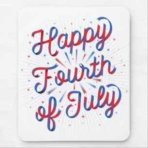 Happy Fourth of Juli Mousepad / White Muismat