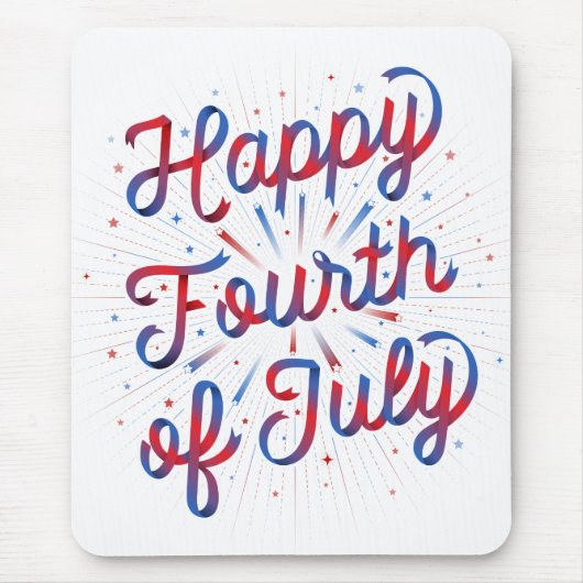 Happy Fourth of Juli Mousepad / White Muismat (Voorkant)