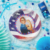 Happy Fourth of Juli Onafhankelijke Vrouw Papieren Bordje (Feest)