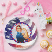 Happy Fourth of Juli Onafhankelijke Vrouw Papieren Bordje (Feest)