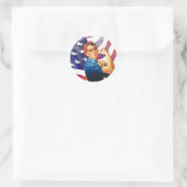 Happy Fourth of Juli Onafhankelijke Vrouw Ronde Sticker (Tas)