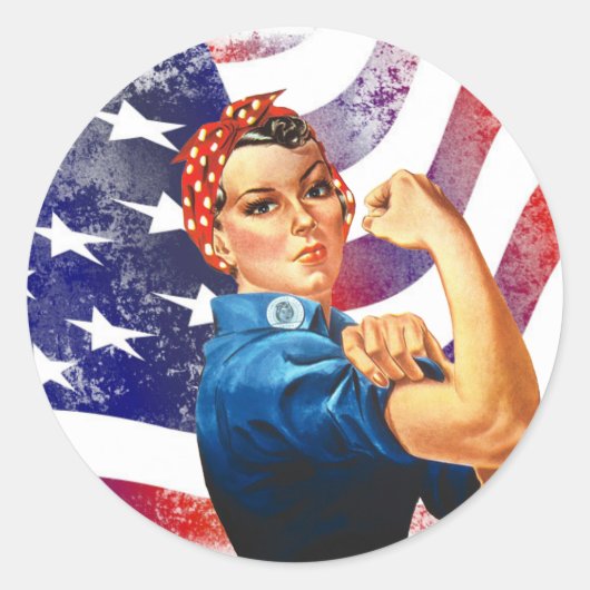 Happy Fourth of Juli Onafhankelijke Vrouw Ronde Sticker (Voorkant)