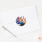 Happy Fourth of Juli Onafhankelijke Vrouw Ronde Sticker (Envelop)