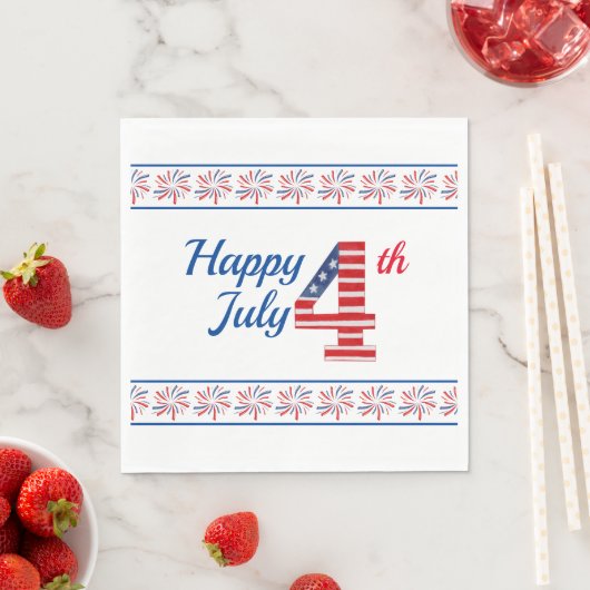 Happy Fourth of Juli Paper Napkins, Standard Servet (Insitu)