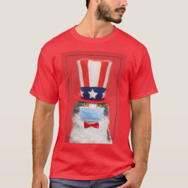 Happy Fourth of Juli Patriotic Cat in Face Mask T-shirt