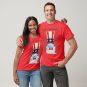 Happy Fourth of Juli Patriotic Cat in Face Mask T-shirt (Unisex)