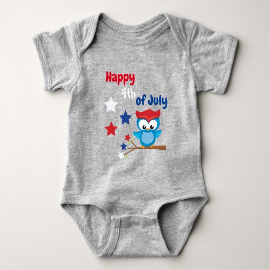 Happy Fourth of Juli Patriotic Owl Romper (Voorkant)