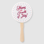 Happy Fourth of Juli red white marine blue stars Handwaaier (Achterkant)