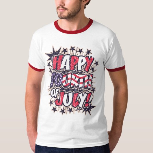Happy Fourth of Juli Ringer T-Shirt (Voorkant)