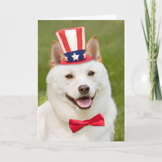 Happy Fourth of Juli Shiba Inu Dog in Pet Feestdagen Kaart (Voorkant)