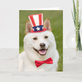 Happy Fourth of Juli Shiba Inu Dog in Pet Feestdagen Kaart