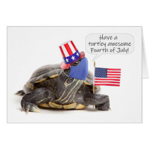 Happy Fourth of Juli Turtle in Face Mask Humor