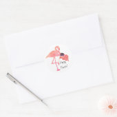 Happy Fourth of July Amerikaanse vlag Flamingo Ronde Sticker (Envelop)