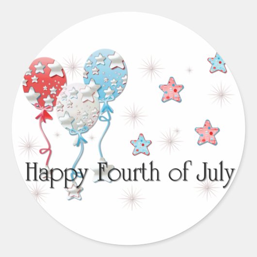 Happy Fourth of July Ballons / Stars Stickers (Voorkant)