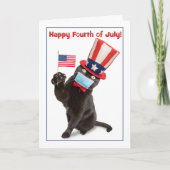 Happy Fourth of July Cat in Face Mask Humor Feestdagen Kaart (Voorkant)