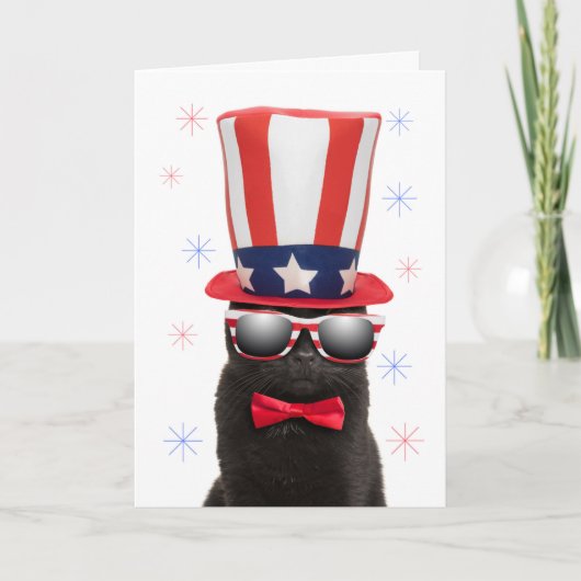 Happy Fourth of July Cool Cat in zonnebril Humor Feestdagen Kaart (Voorkant)
