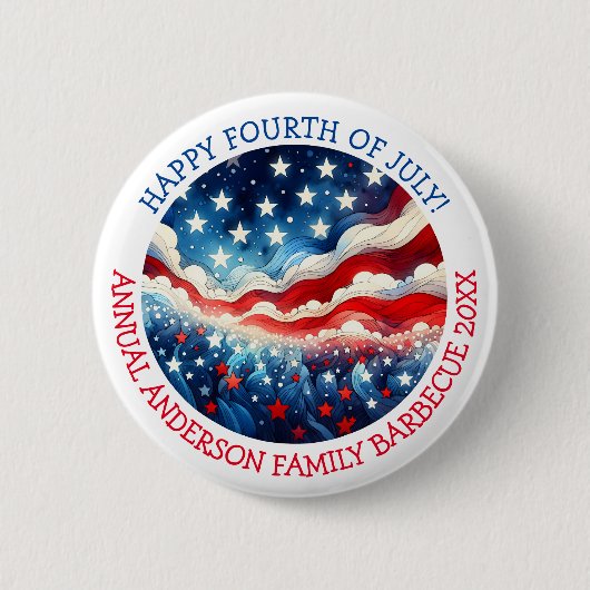 Happy Fourth of July Gepersonaliseerd Ronde Button 5,7 Cm (Voorkant)