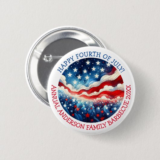Happy Fourth of July Gepersonaliseerd Ronde Button 5,7 Cm (Voorkant /achterkant)