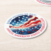 Happy Fourth of July Gepersonaliseerd Ronde Kartonnen Onderzetter (Gebogen)