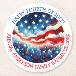 Happy Fourth of July Gepersonaliseerd Ronde Kartonnen Onderzetter