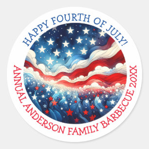 Happy Fourth of July Gepersonaliseerd Ronde Sticker