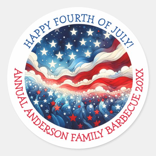 Happy Fourth of July Gepersonaliseerd Ronde Sticker (Voorkant)