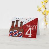 Happy Fourth of July Glitter Card Kaart (Gele Bloem)
