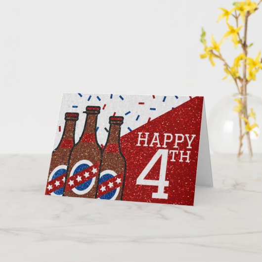 Happy Fourth of July Glitter Card Kaart (Gele Bloem)