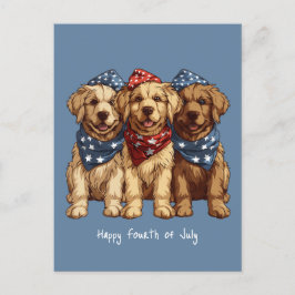 Happy Fourth of July Golden Retriever Honden Briefkaart