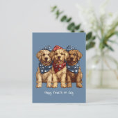 Happy Fourth of July Golden Retriever Honden Briefkaart (Staand voorkant)