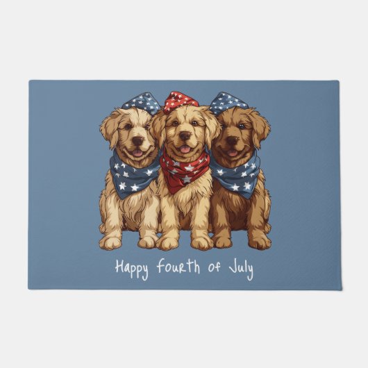 Happy Fourth of July Golden Retriever Honden Deurmat (Voorkant)
