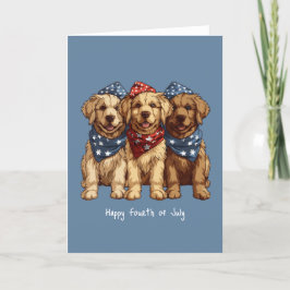 Happy Fourth of July Golden Retriever Honden Feestdagen Kaart