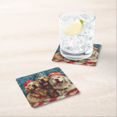 Happy Fourth of July Golden Retriever Honden Kartonnen Onderzetters (Insitu)