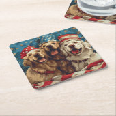 Happy Fourth of July Golden Retriever Honden Kartonnen Onderzetters (Schuin)