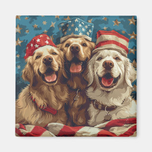 Happy Fourth of July Golden Retriever Honden Magneet