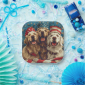 Happy Fourth of July Golden Retriever Honden Papieren Bordje (Feest)