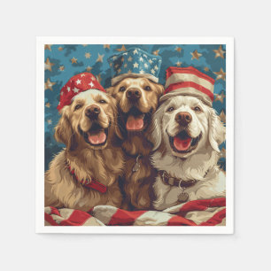 Happy Fourth of July Golden Retriever Honden Servet