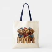 Happy Fourth of July Golden Retriever Honden Tote Bag (Achterkant)