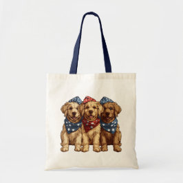 Happy Fourth of July Golden Retriever Honden Tote Bag