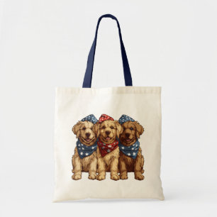 Happy Fourth of July Golden Retriever Honden Tote Bag