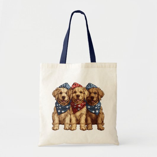 Happy Fourth of July Golden Retriever Honden Tote Bag (Voorkant)
