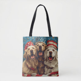 Happy Fourth of July Golden Retriever Honden Tote Bag